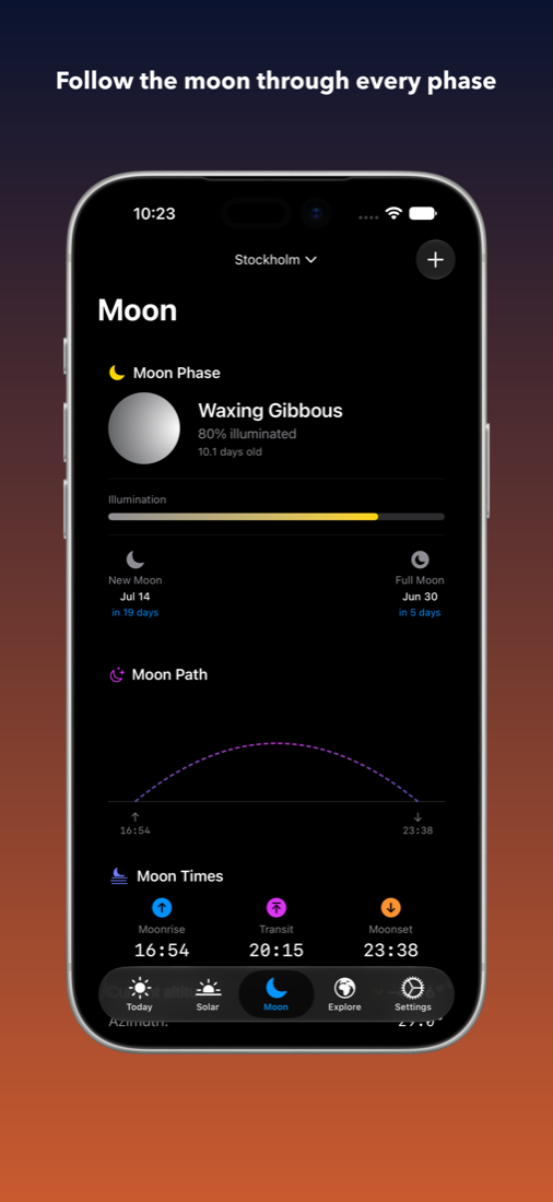 Equinox moon phase view